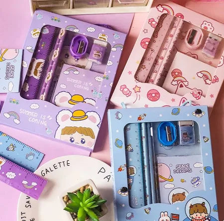 Cute Cartoon 6 Pcs Student Stationery Gift Set June 1st Children's Day Study Gift Prize